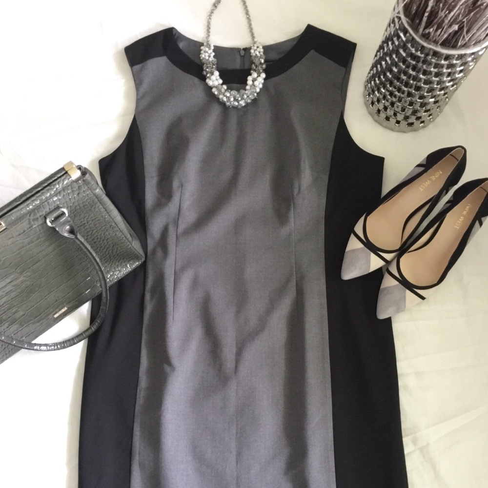 NWT Ann Taylor Gray Black Shift Dress (size 16)